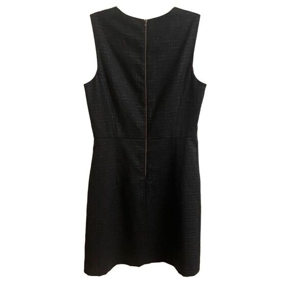 Theory Virgin Wool Sleeveless Sheath Dress Black Metallic Silver Window Pane 6 - Picture 2 of 6